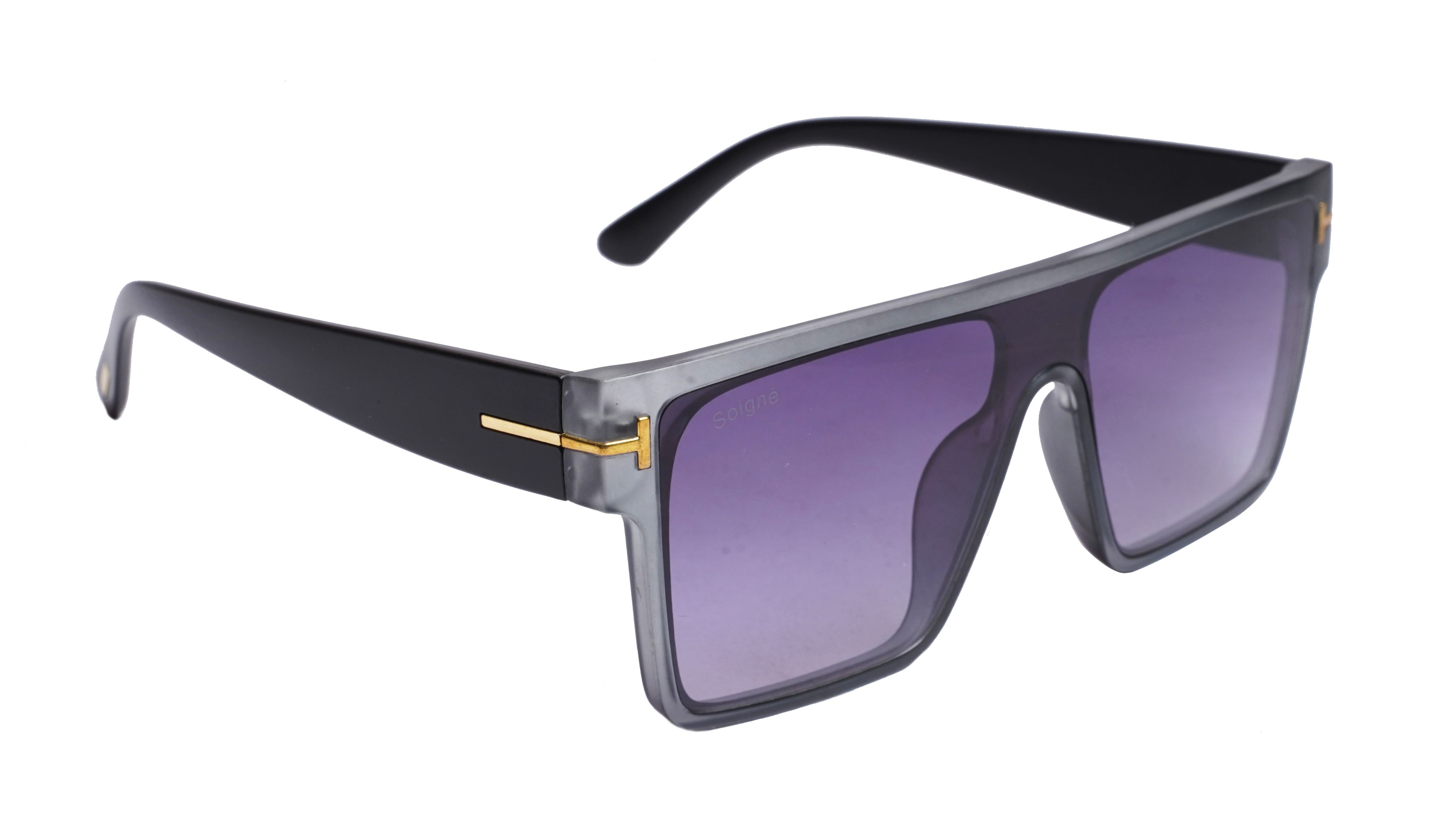 Soigné Boys & Men Oversized Square Sunglasses. See Through Grey