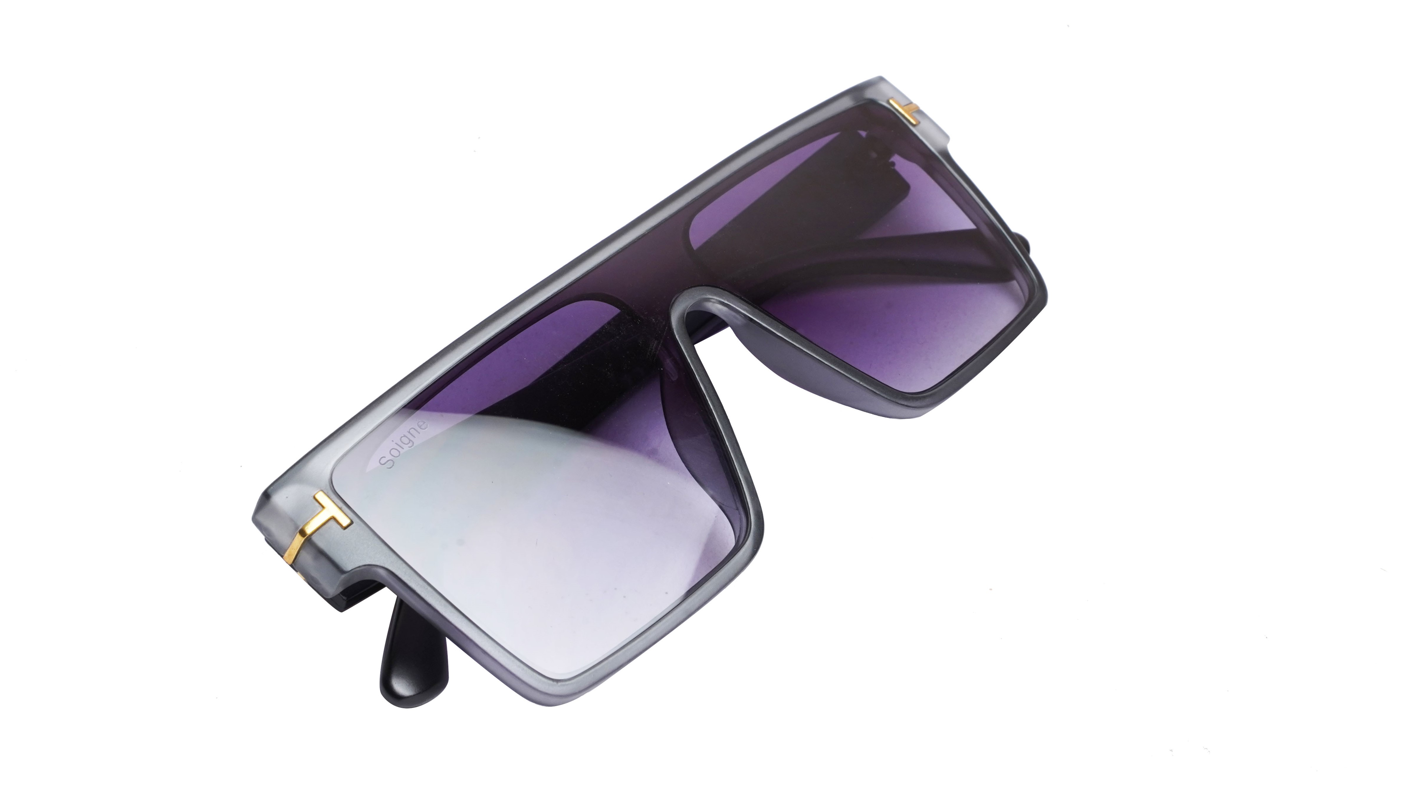 Soigné Boys & Men Oversized Square Sunglasses. See Through Grey