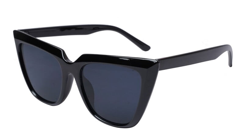Soigné Female Oversized Cat Eye Sunglasses. Glossy Black Soigné Female Oversized Cat Eye Sunglasses. Glossy Black