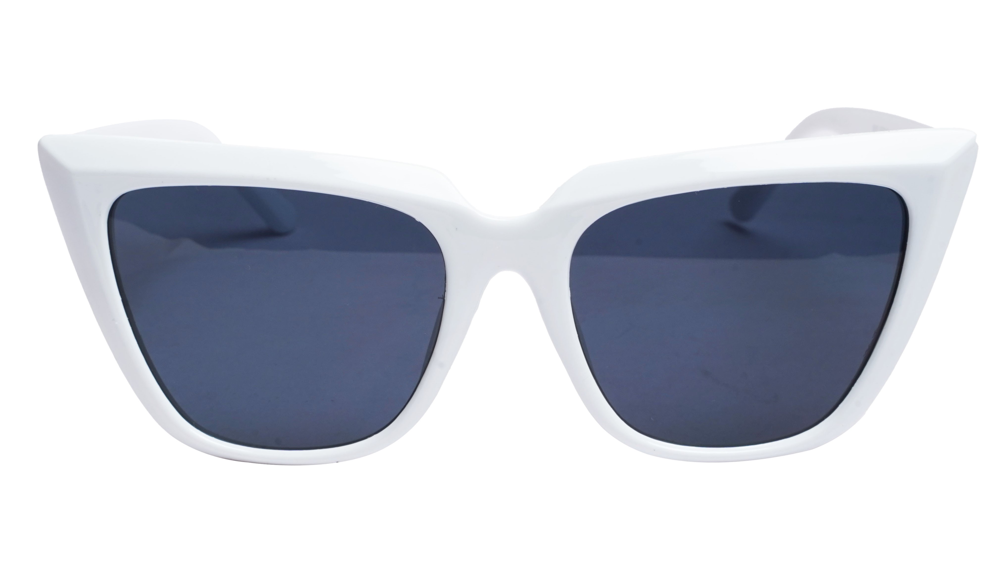 Soigné Female Oversized Cat Eye Sunglasses. White Frame