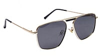 Soigné Unisex Medium Square Sunglasses.Golden Frame.Black Lens Soigné Unisex Medium Square Sunglasses.Golden Frame.Black Lens