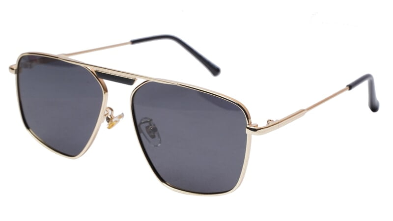 Soigné Unisex Medium Square Sunglasses.Golden Frame.Black Lens Soigné Unisex Medium Square Sunglasses.Golden Frame.Black Lens