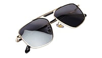 Soigné Unisex Medium Square Sunglasses.Golden Frame.Black Lens Soigné Unisex Medium Square Sunglasses.Golden Frame.Black Lens