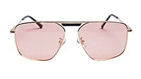 Soigné Female Medium Square Sunglasses.Golden Frame.Pink Lens Soigné Female Medium Square Sunglasses.Golden Frame.Pink Lens