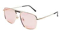Soigné Female Medium Square Sunglasses.Golden Frame.Pink Lens Soigné Female Medium Square Sunglasses.Golden Frame.Pink Lens