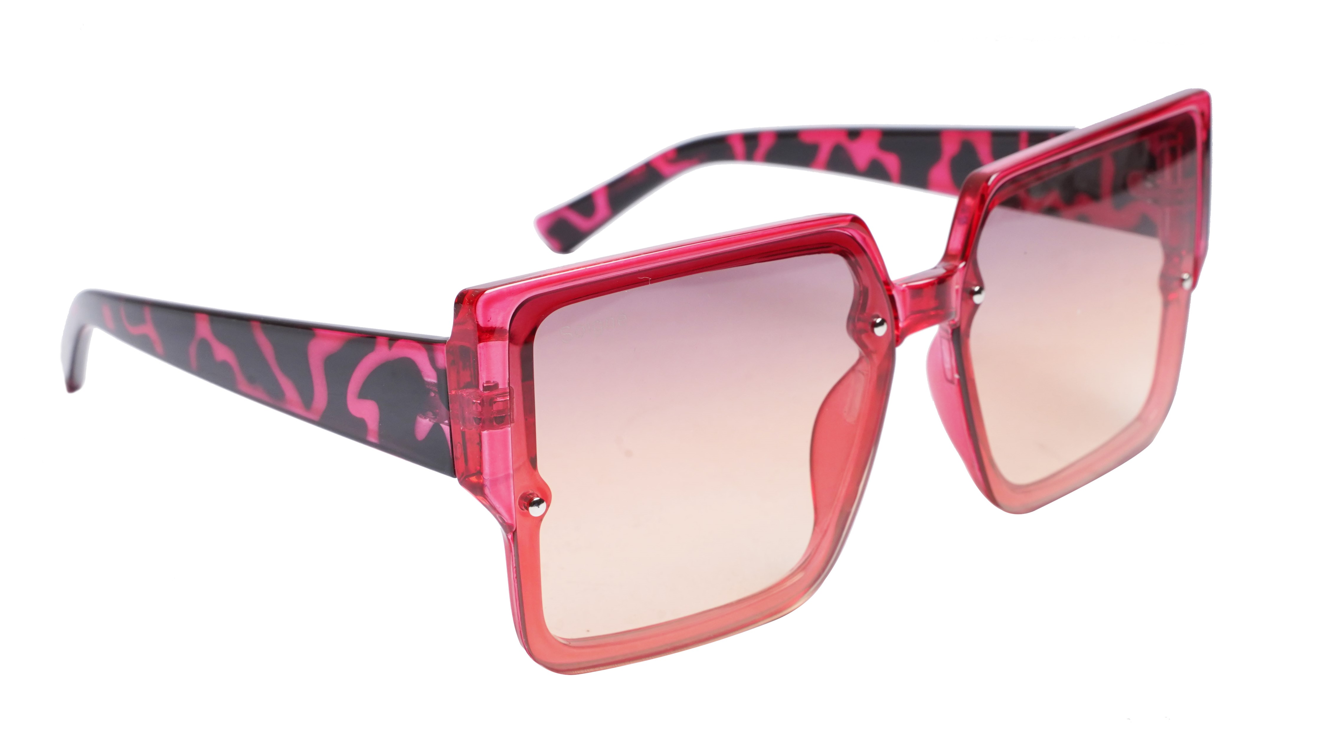 Soigné Female Oversized Square Sunglasses.Red Rim