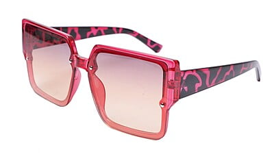 Soigné Female Oversized Square Sunglasses.Red Rim
