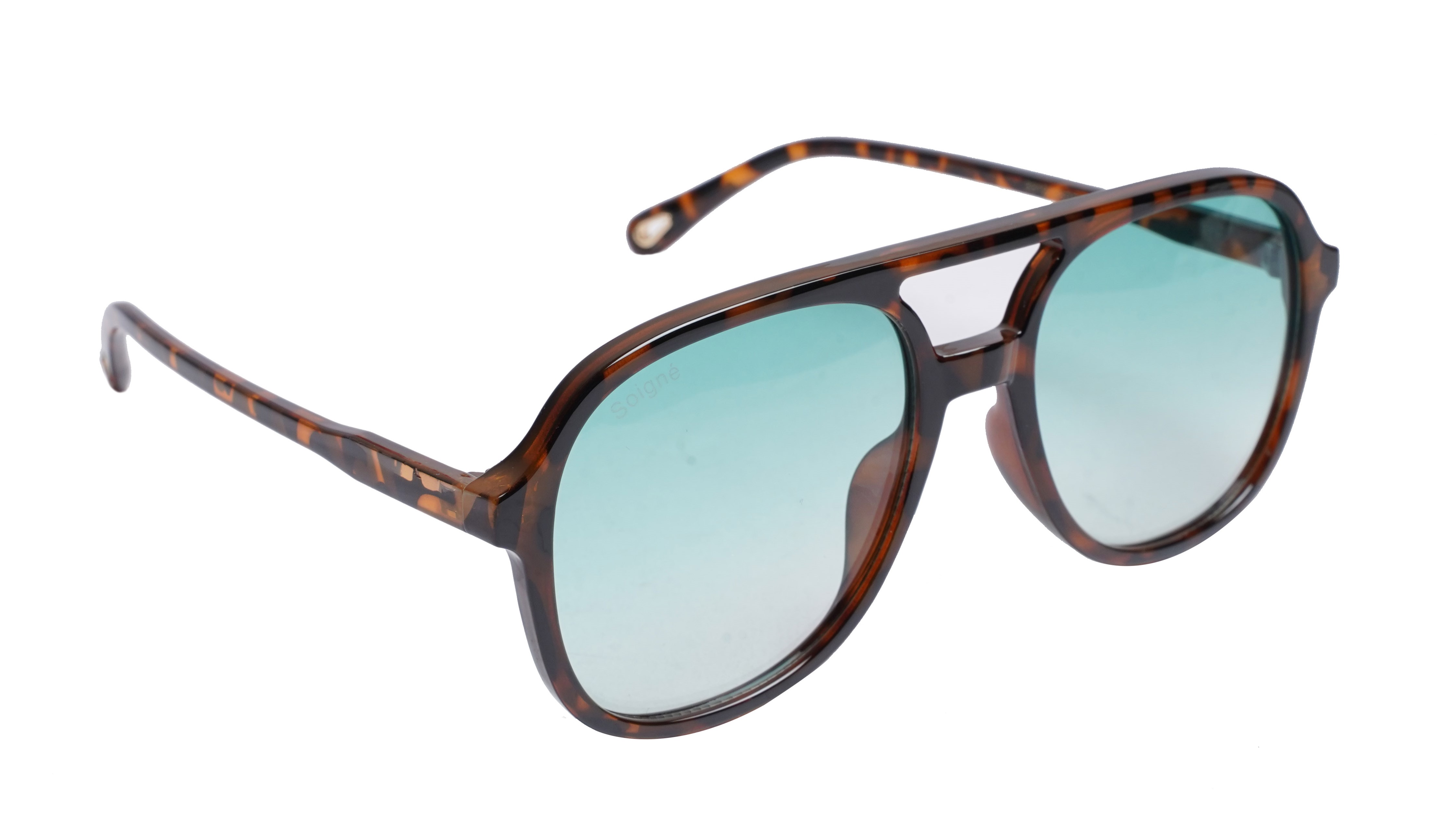 Soigné Unisex Aviator Sunglasses.Glossy Leopard Print