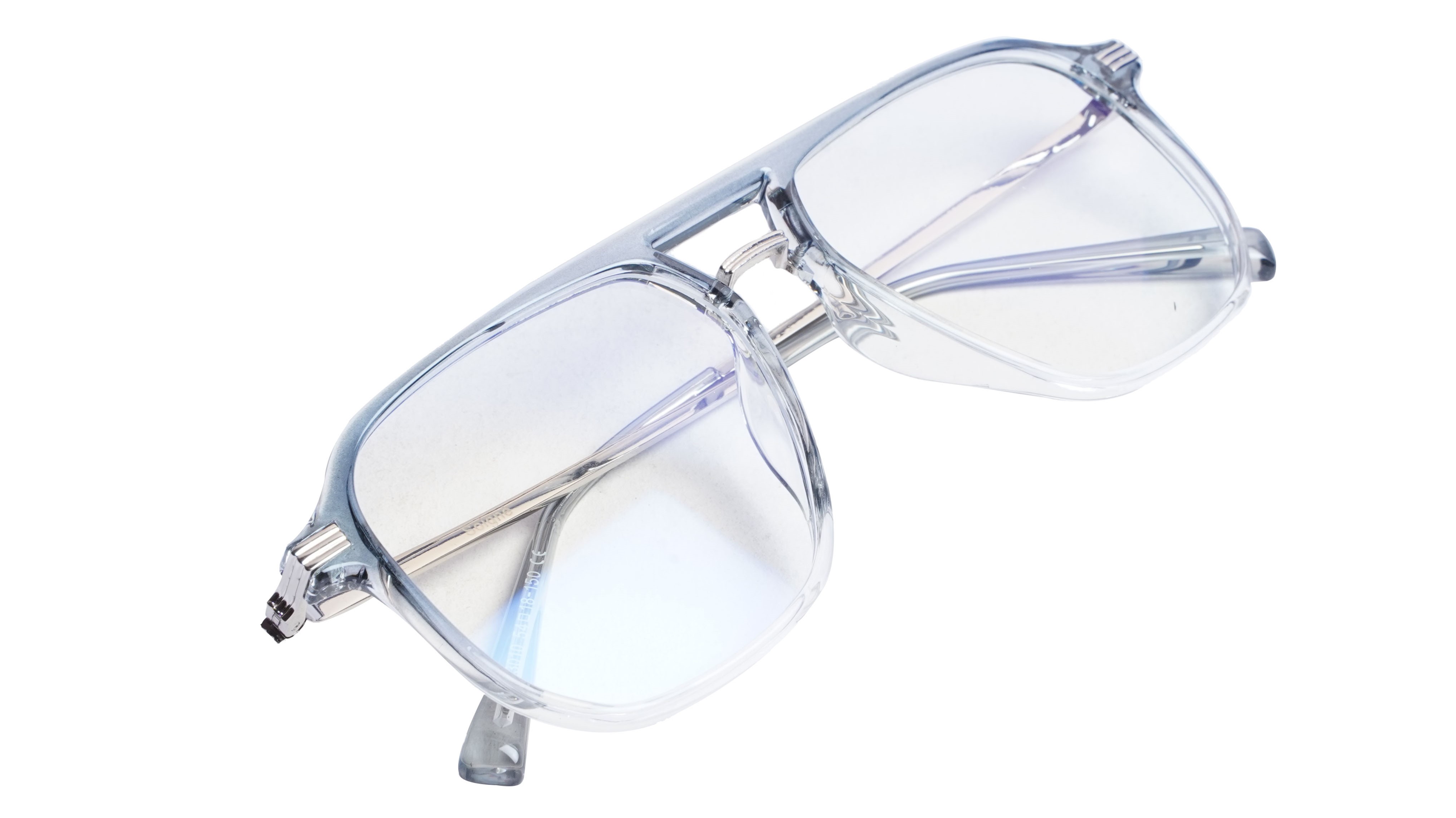 Soigné Unisex Large Aviator Spectacle. See Through Blue