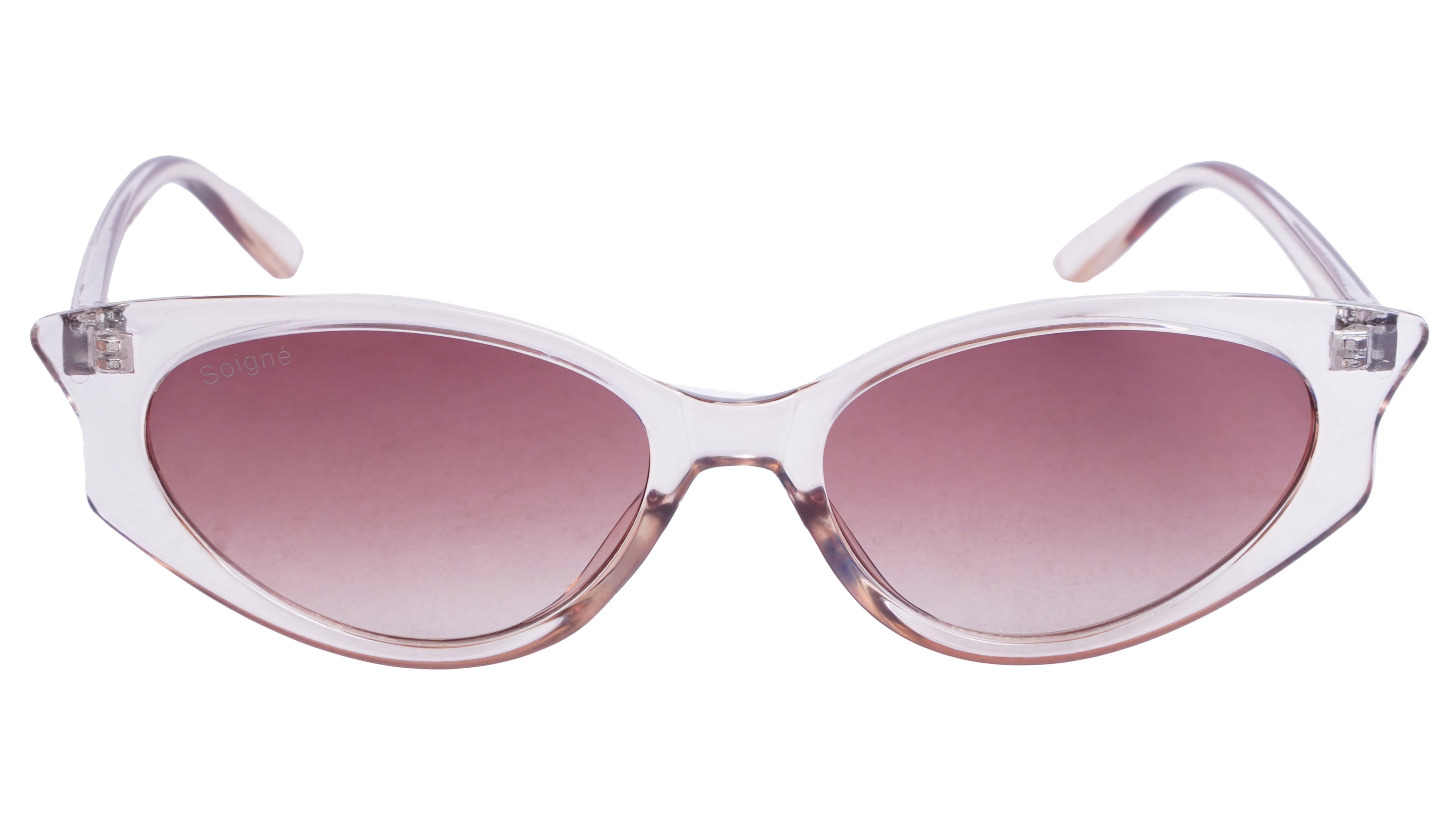 Soigné Female Large Cateye Sunglasses.Transparent Frame