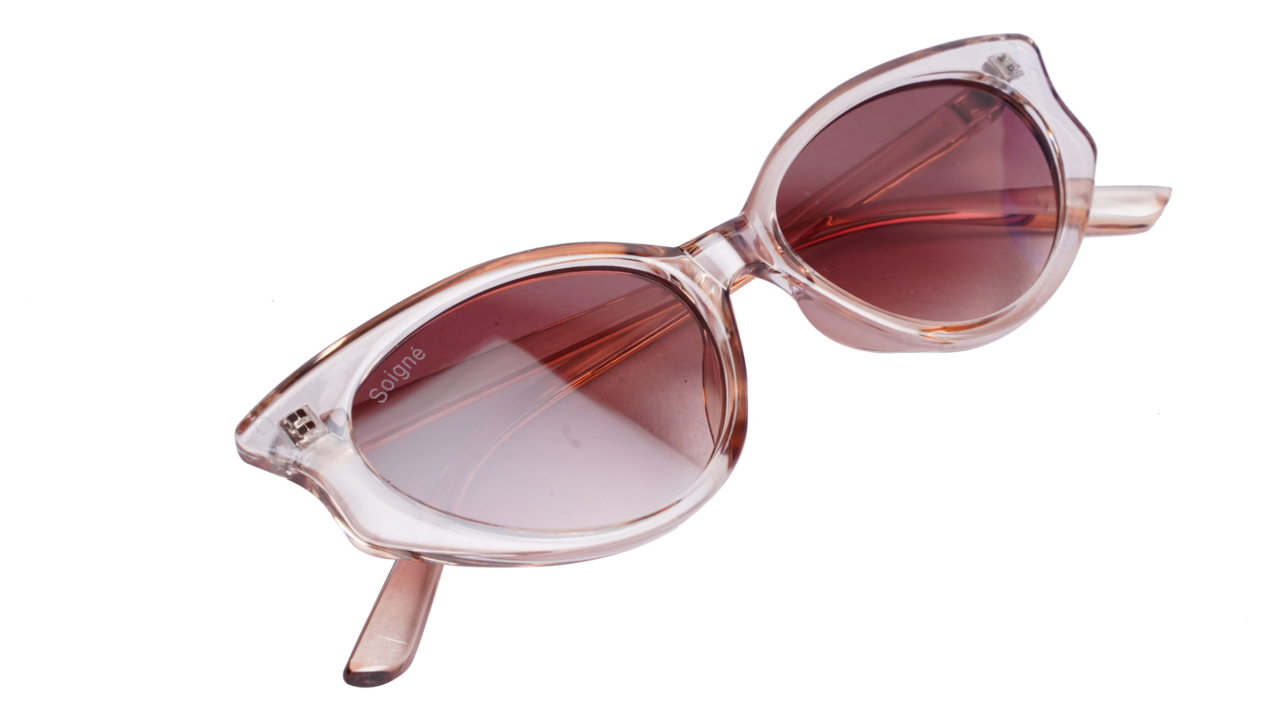 Soigné Female Large Cateye Sunglasses.Transparent Frame
