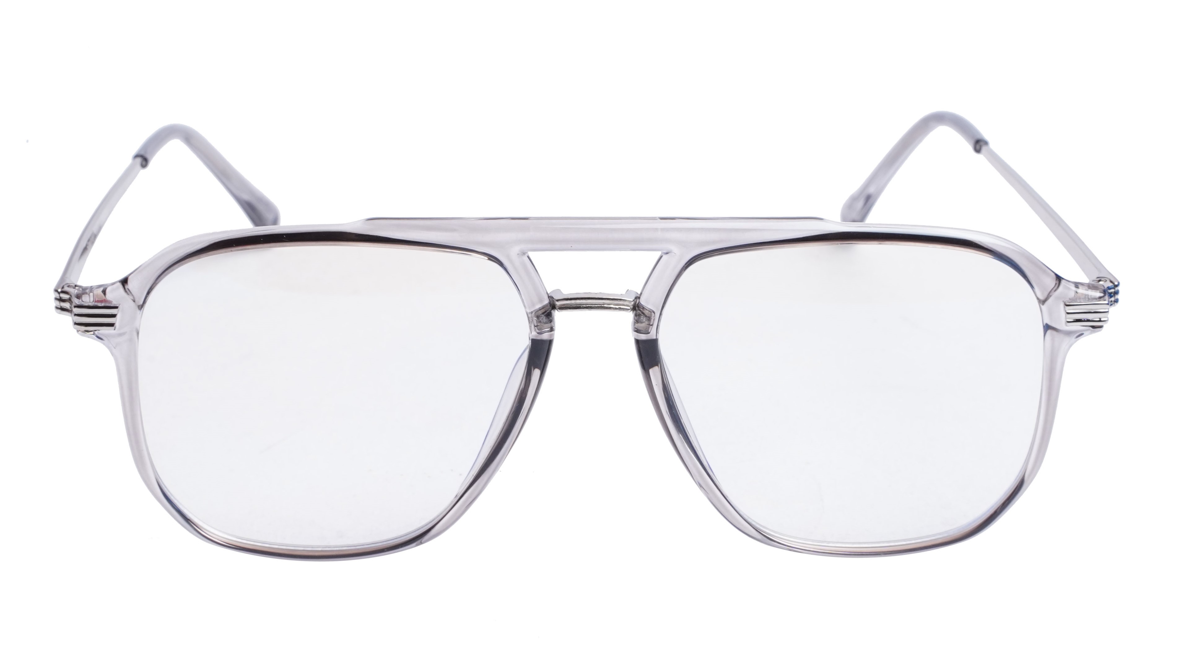 Soigné Unisex Large Aviator Spectacle Frame. See Through Grey