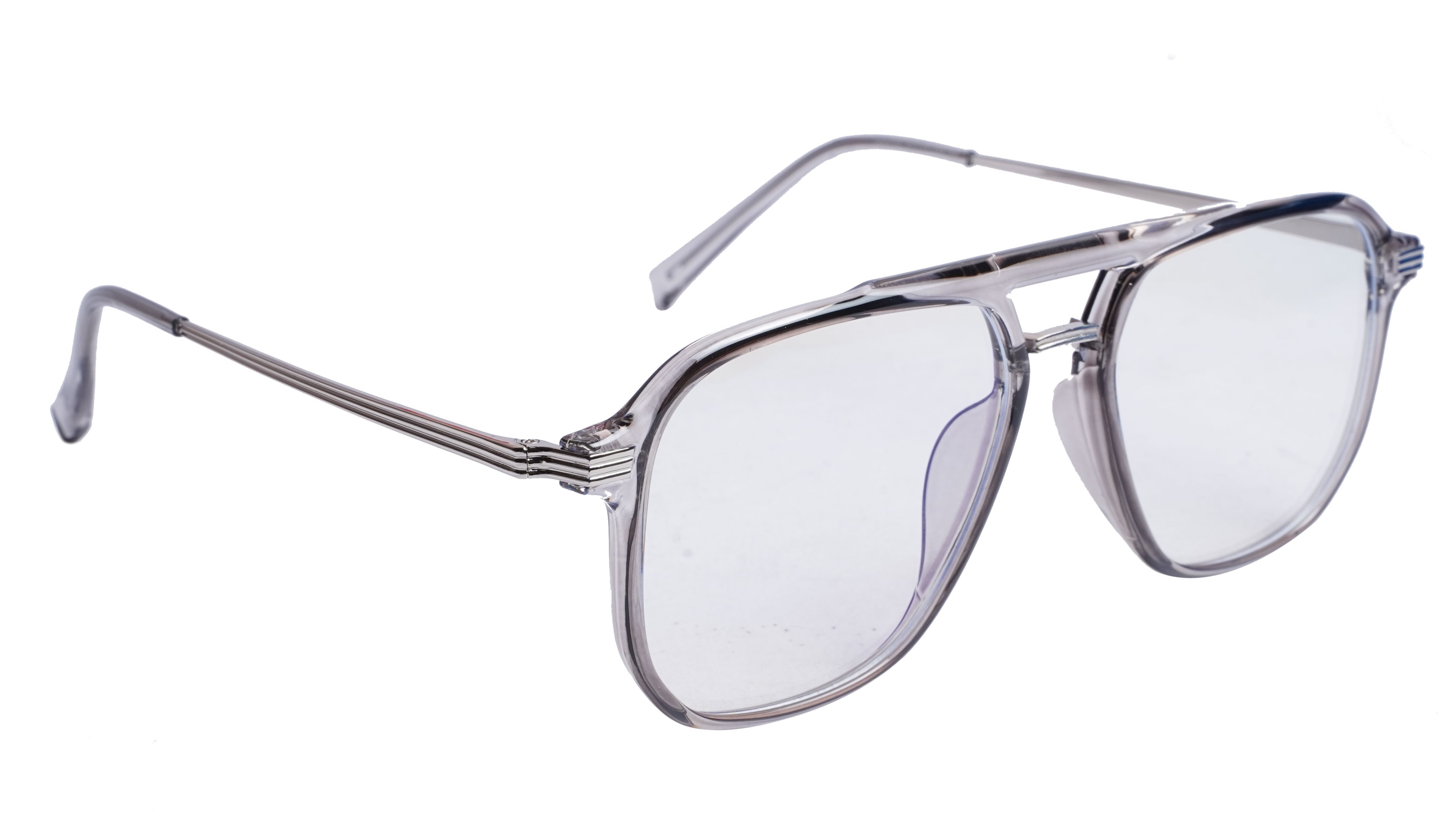 Soigné Unisex Large Aviator Spectacle Frame. See Through Grey