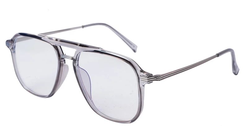 Soigné Unisex Large Aviator Spectacle Frame. See Through Grey