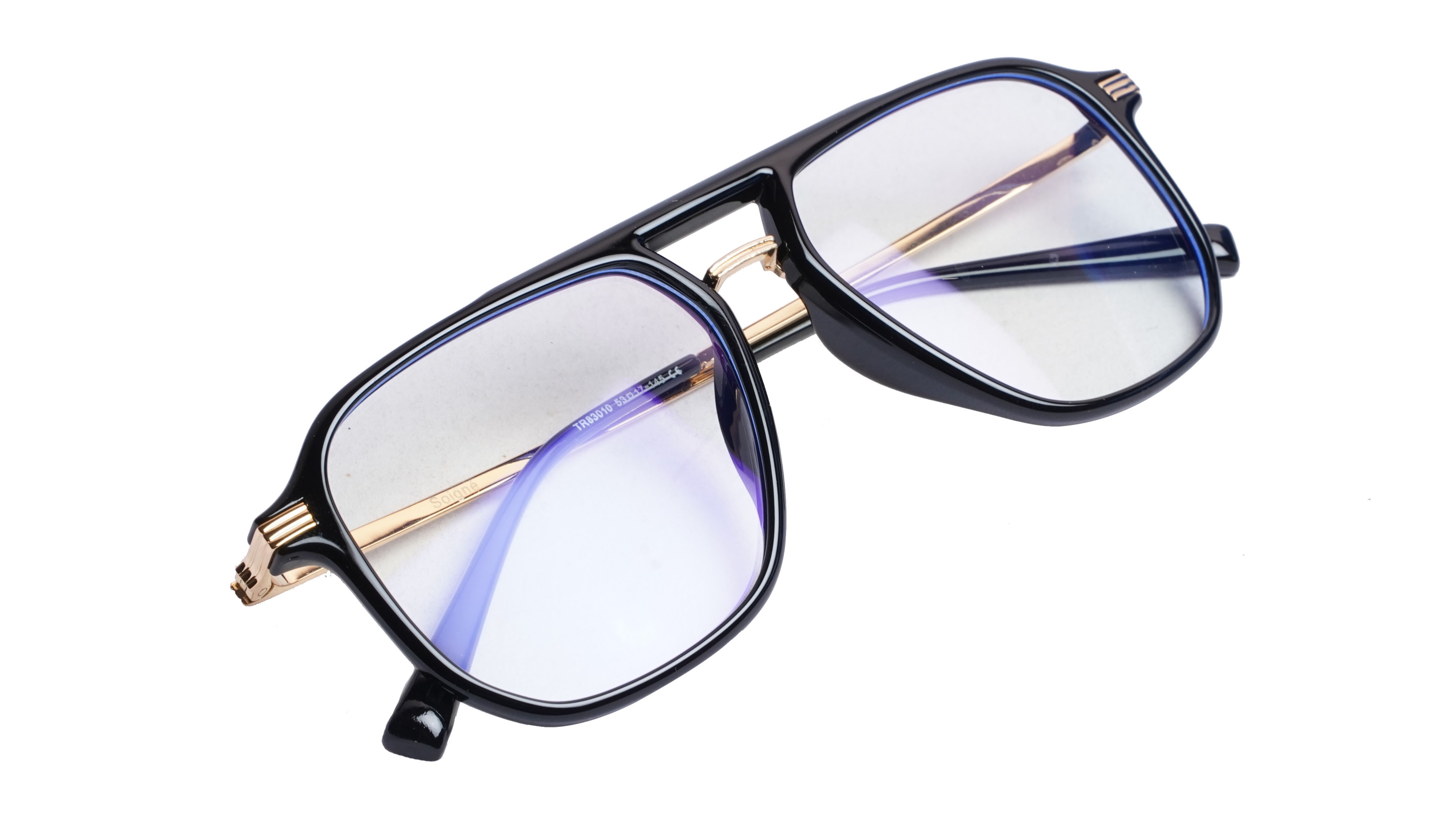 Soigné Unisex Large Aviator Spectacle. Black & Gold