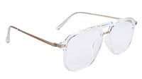 Soigné Unisex Large Aviator Spectacle Frame.Transparent&Gold