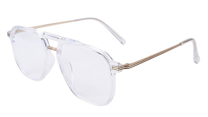 Soigné Unisex Large Aviator Spectacle Frame.Transparent&Gold