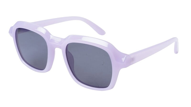 Soigné Female Large Square Sunglasses. Purple Frame
