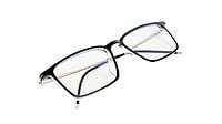 Unisex Large Rectangular Spectacle Frame. Black & Transparent Rim Unisex Large Rectangular Spectacle Frame. Black & Transparent Rim