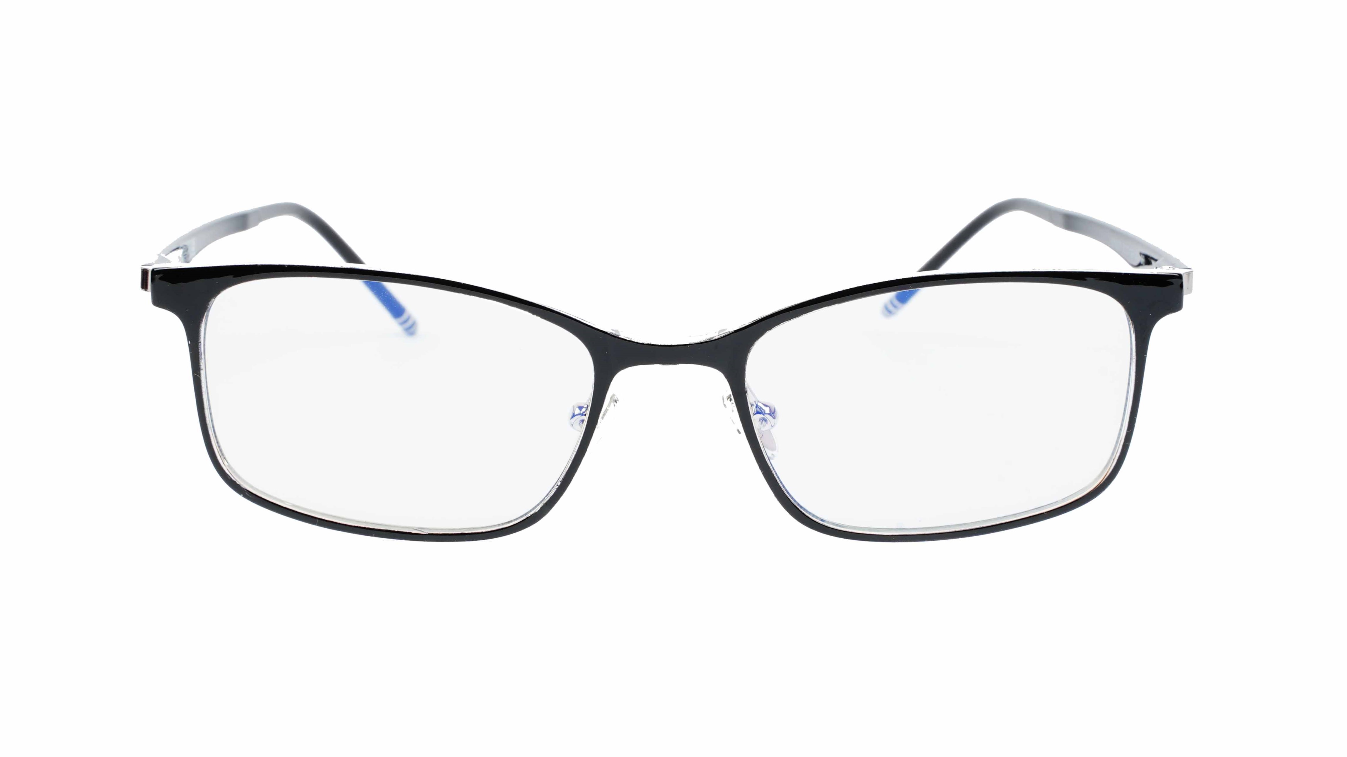 Unisex Medium Rectangular Spectacle Frame. Black & Transparent Rim