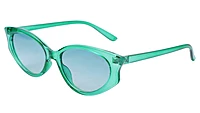 Soigné Female Large Cateye Sunglasses.See Through Green Frame