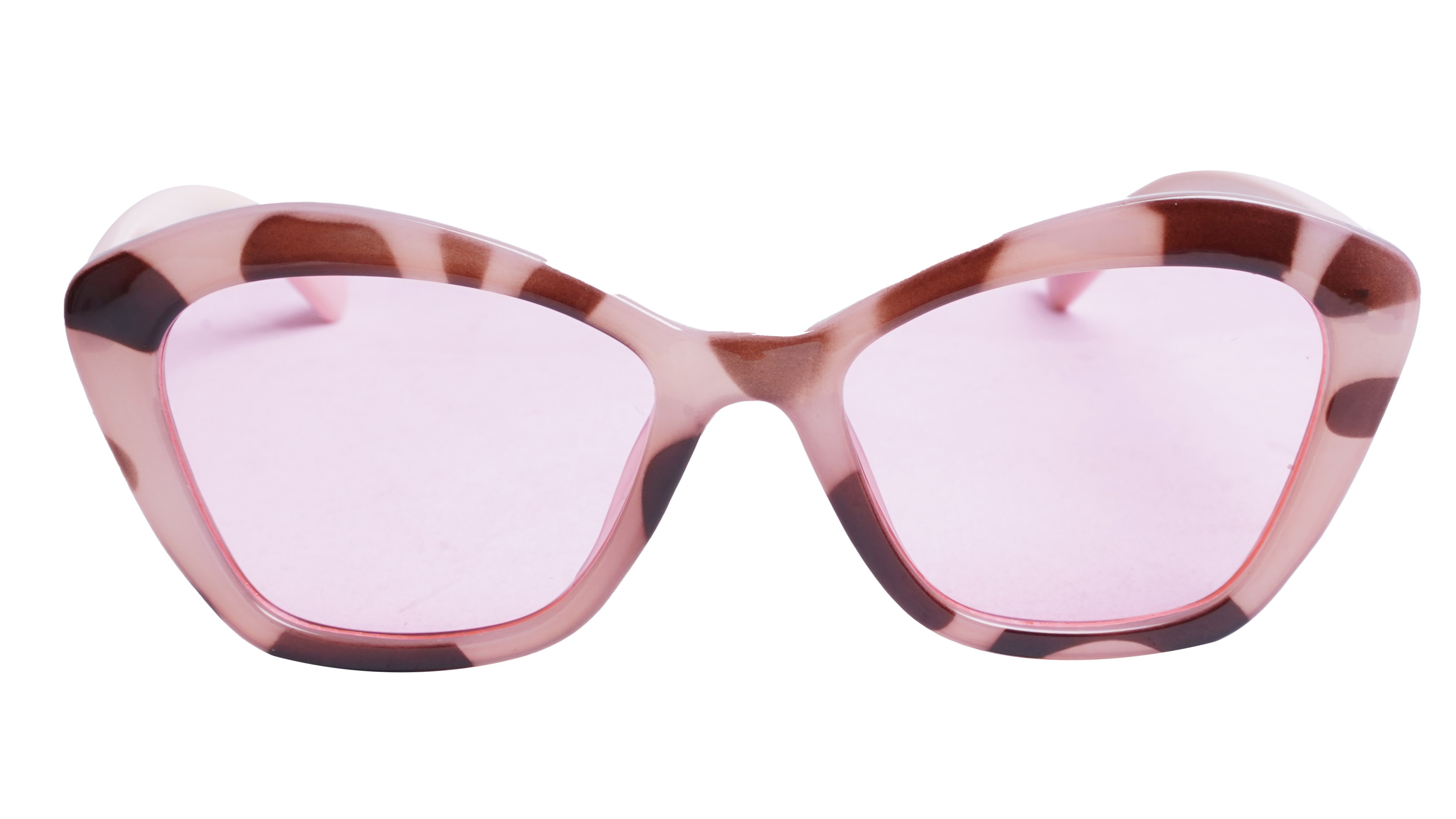 Soigné Female Oversized Cat Eye Sunglasses.Pink&Brown Rim