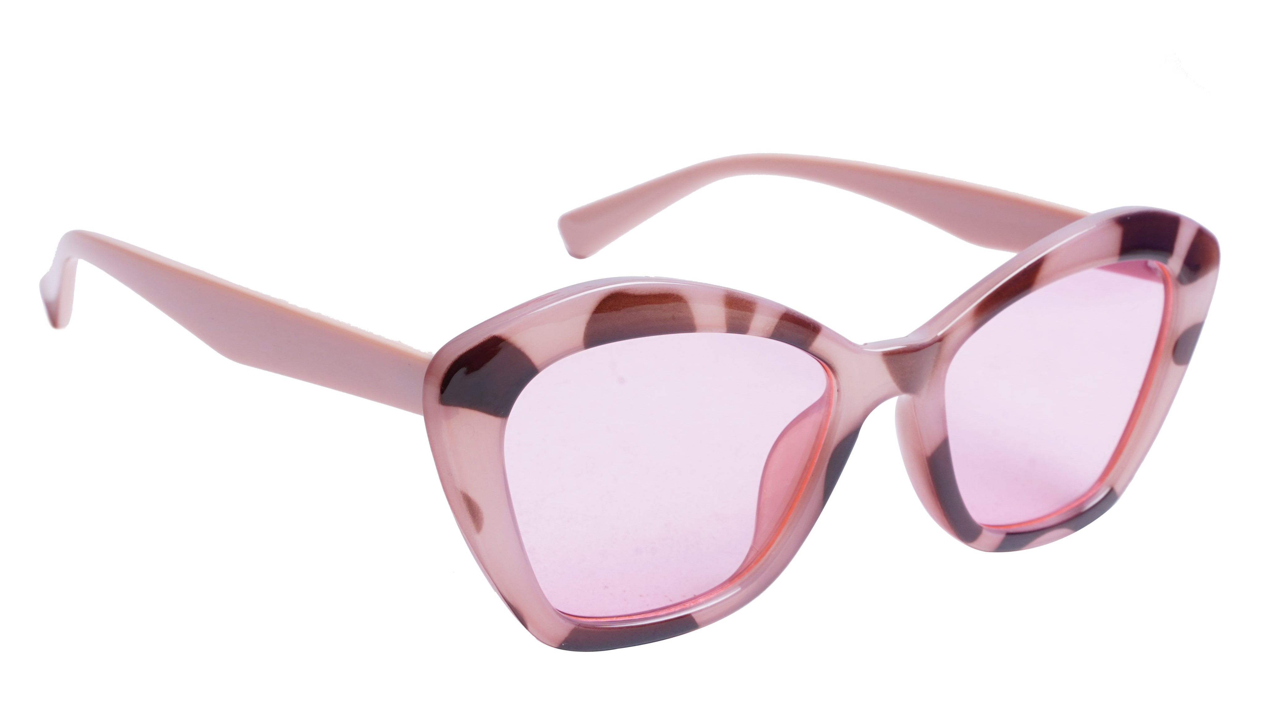 Soigné Female Oversized Cat Eye Sunglasses.Pink&Brown Rim