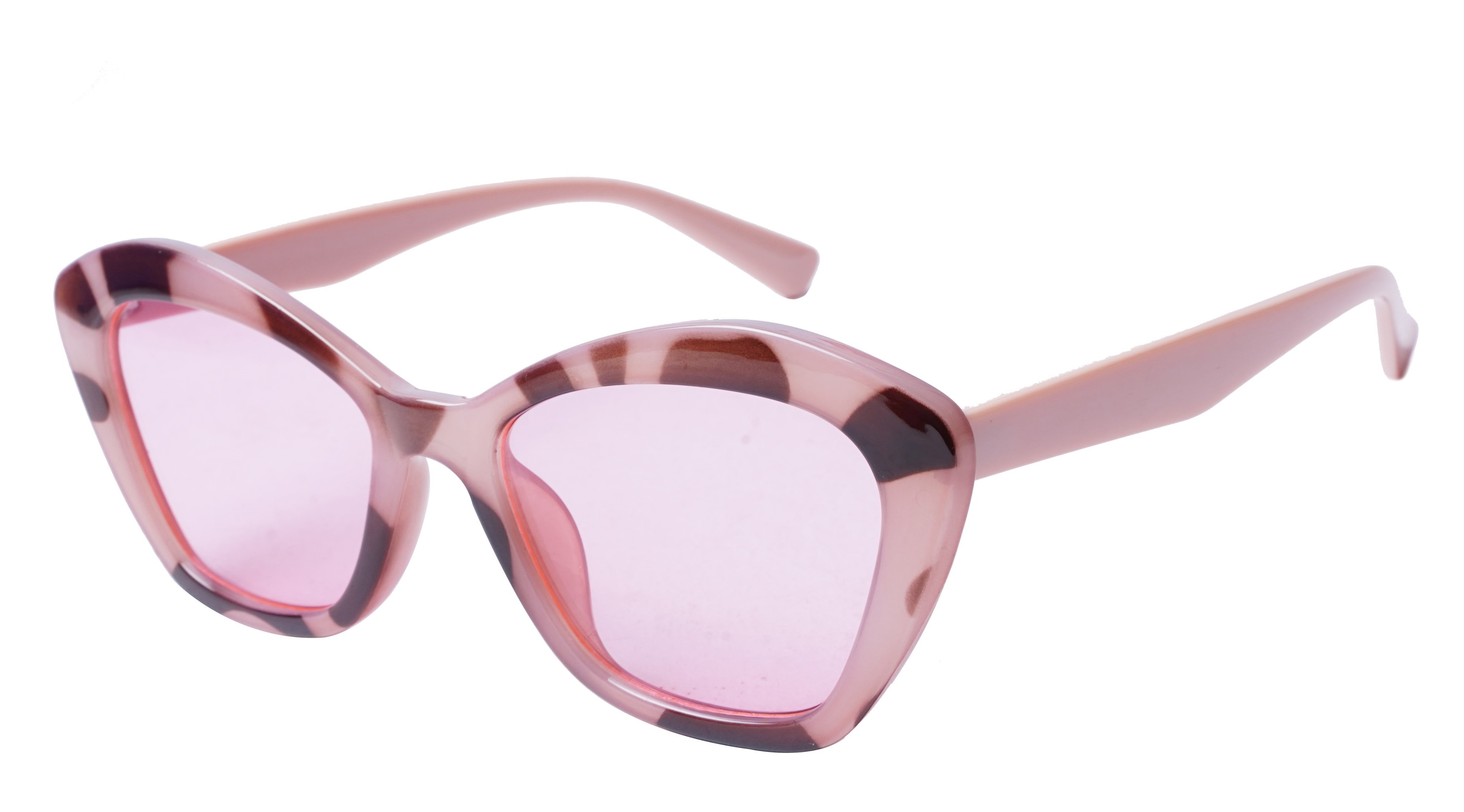 Soigné Female Oversized Cat Eye Sunglasses.Pink&Brown Rim