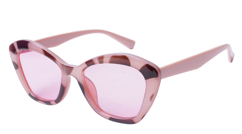 Soigné Female Oversized Cat Eye Sunglasses.Pink&Brown Rim