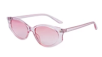 Soigné Female Large Cateye Sunglasses.See Through Pink Frame