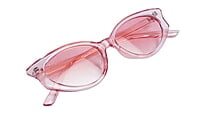 Soigné Female Large Cateye Sunglasses.See Through Pink Frame with Light blue String Soigné Female Large Cateye Sunglasses.See Through Pink Frame with Light blue String
