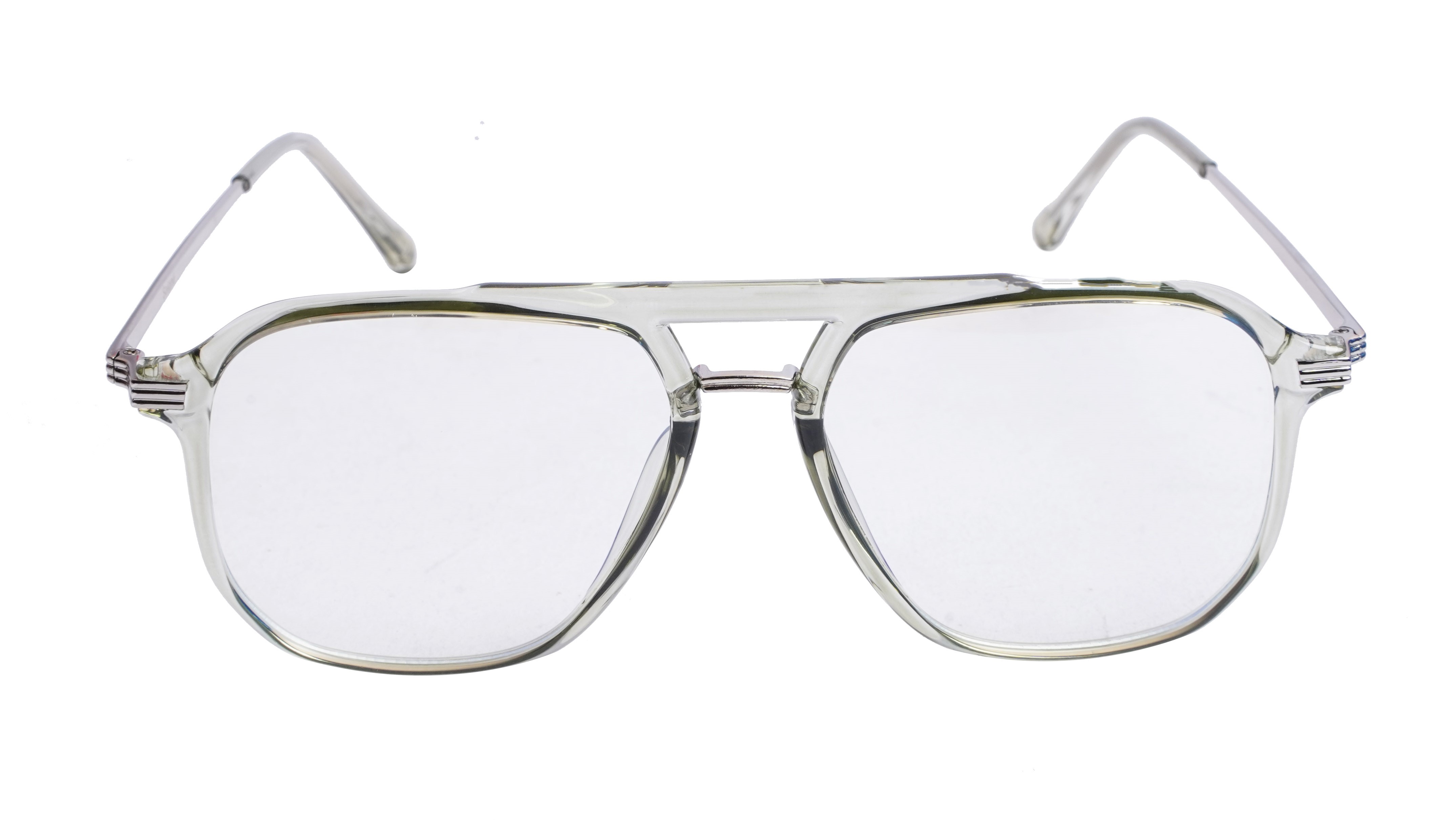 Soigné Unisex Large Aviator Spectacle.See Through Grey Rim