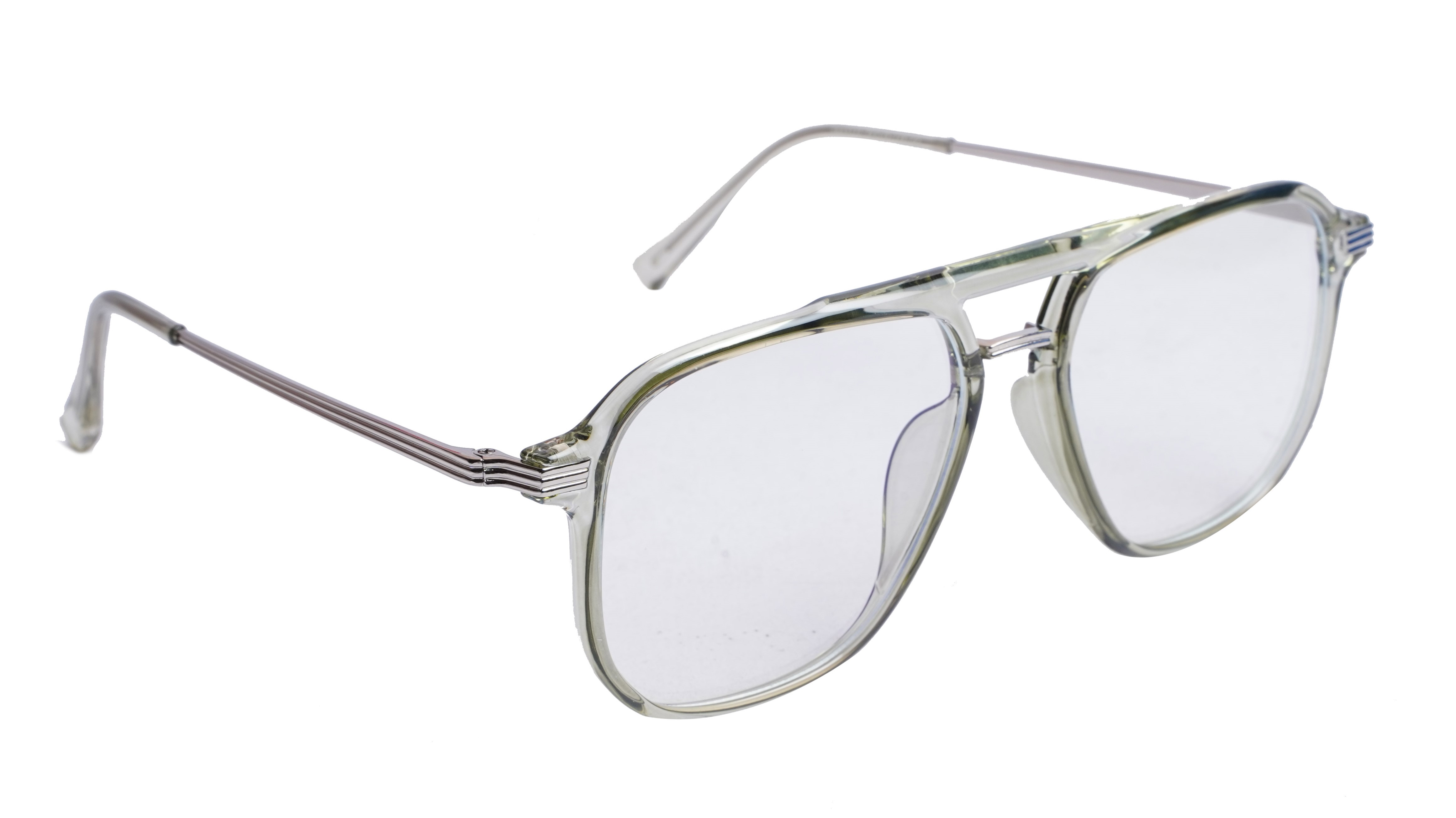 Soigné Unisex Large Aviator Spectacle.See Through Grey Rim