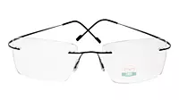Soigné Unisex Rectangular Rimless Flexible Medium Spectacle Frame.Black