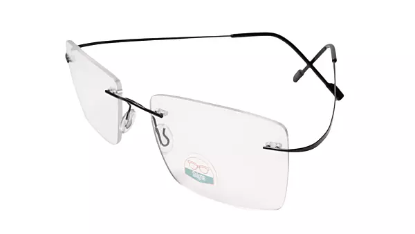Soigné Unisex Rectangular Rimless Flexible Medium Spectacle Frame.Black