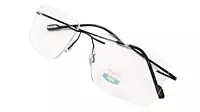 Soigné Unisex Rectangular Rimless Flexible Medium Spectacle Frame.Black