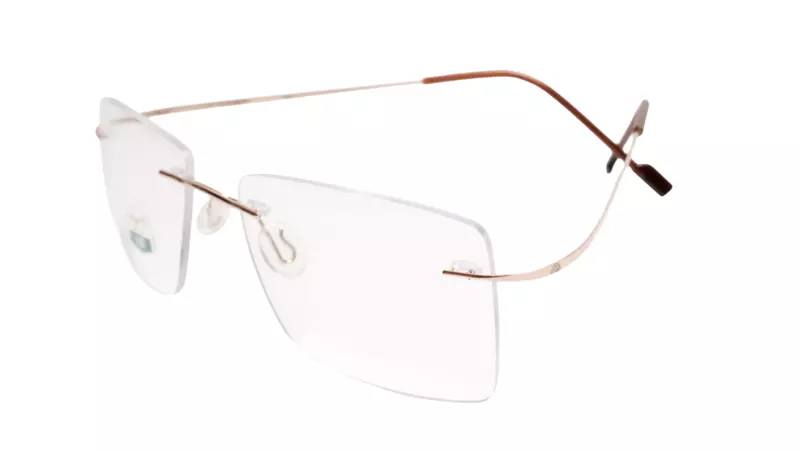 Soigné Unisex Rectangular Rimless Flexible Medium Spectacle Frame.Gold