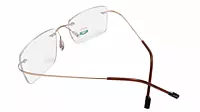 Soigné Unisex Rectangular Rimless Flexible Medium Spectacle Frame.Gold