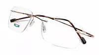 Soigné Unisex Rectangular Rimless Flexible Medium Spectacle Frame.Gold