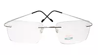 Soigné Unisex Rectangular Rimless Flexible Medium Spectacle Frame.Silver