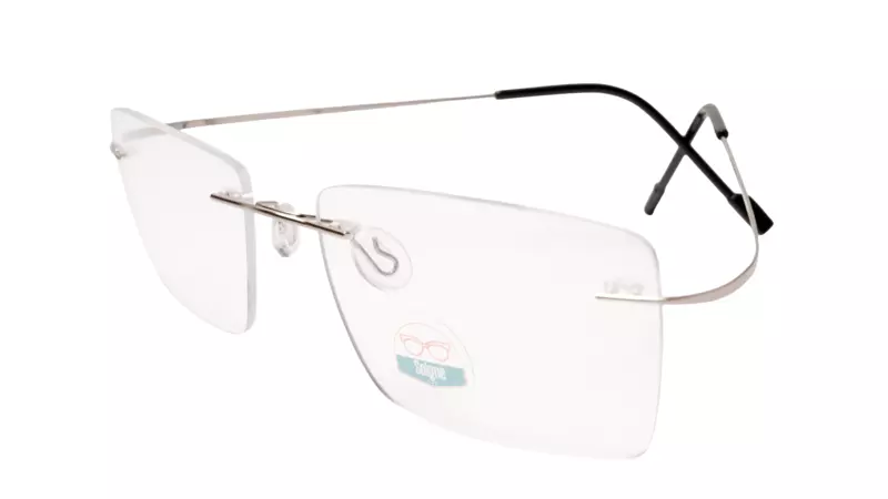 Soigné Unisex Rectangular Rimless Flexible Medium Spectacle Frame.Silver