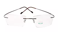 Soigné Unisex Rectangular Rimless Flexible Medium Spectacle Frame.Brown