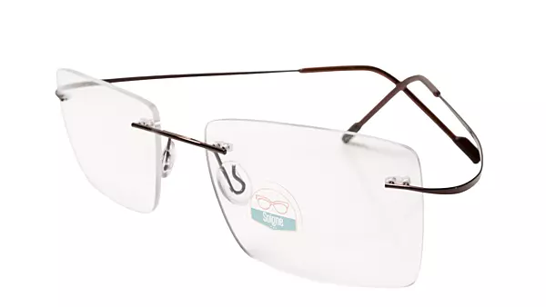 Soigné Unisex Rectangular Rimless Flexible Medium Spectacle Frame.Brown