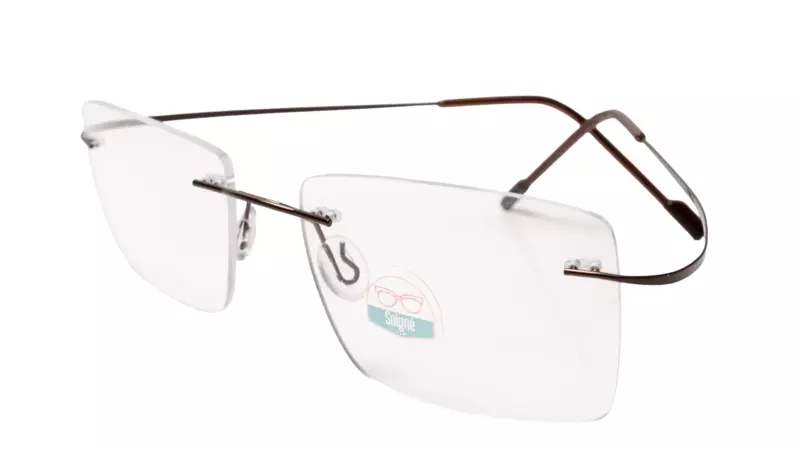Soigné Unisex Rectangular Rimless Flexible Medium Spectacle Frame.Brown