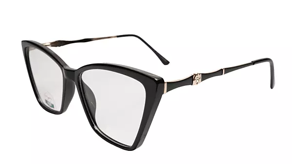 Soigné Female Large Cat Eye Spectacle Frame.Glossy Black Color