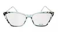 Soigné Female Large Cat Eye Spectacle Frame.Clear Blue&Black