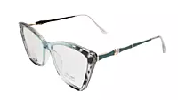 Soigné Female Large Cat Eye Spectacle Frame.Clear Blue&Black