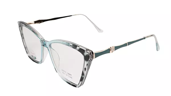 Soigné Female Large Cat Eye Spectacle Frame.Clear Blue&Black