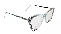 Soigné Female Large Cat Eye Spectacle Frame.Clear Blue&Black