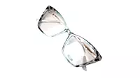 Soigné Female Large Cat Eye Spectacle Frame.Clear Blue&Black